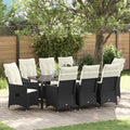 Conjunto de Comedor de Jardín 9 pcs Negro ratán sintético