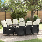 Conjunto de Comedor de Jardín 9 pcs Negro ratán sintético