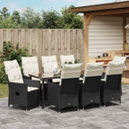 Conjunto de Comedor de Jardín 9 pcs Negro ratán sintético