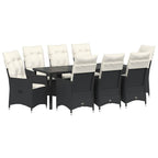 Conjunto de Comedor de Jardín 9 pcs Negro ratán sintético