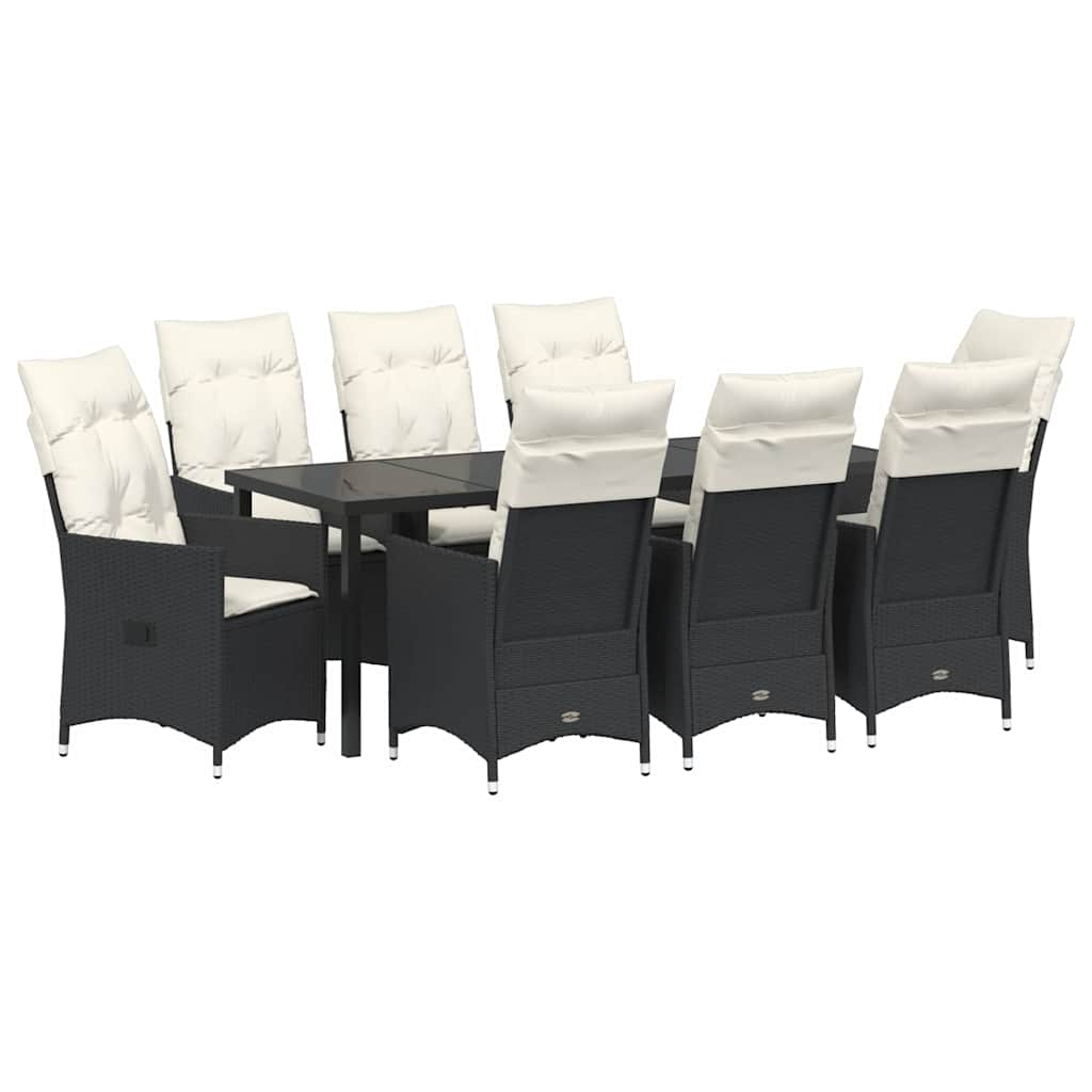 Conjunto de Comedor de Jardín 9 pcs Negro ratán sintético