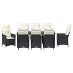 Conjunto de Comedor de Jardín 9 pcs Negro ratán sintético