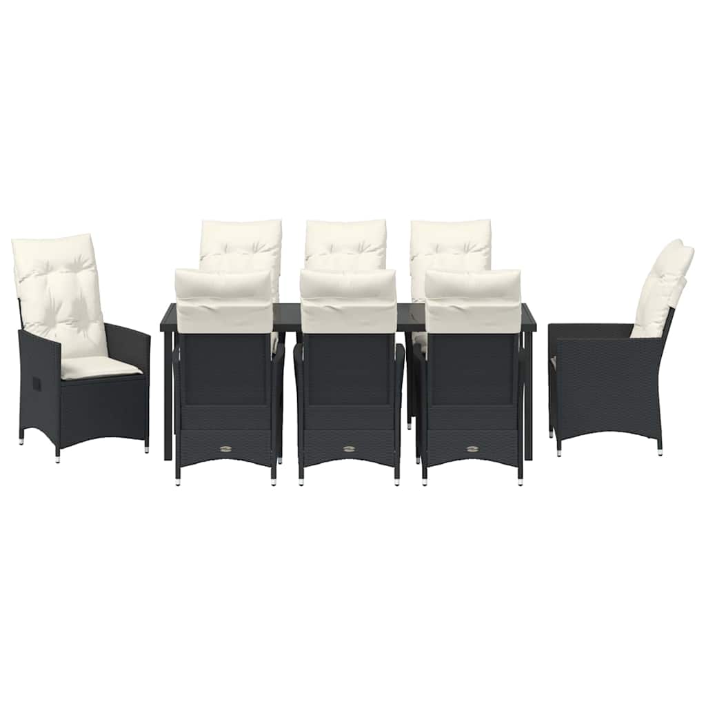 Conjunto de Comedor de Jardín 9 pcs Negro ratán sintético