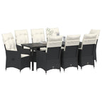 Conjunto de Comedor de Jardín 9 pcs Negro ratán sintético