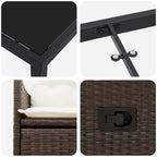 Conjunto de Comedor de Jardín 3 pcs Marrón ratán sintético
