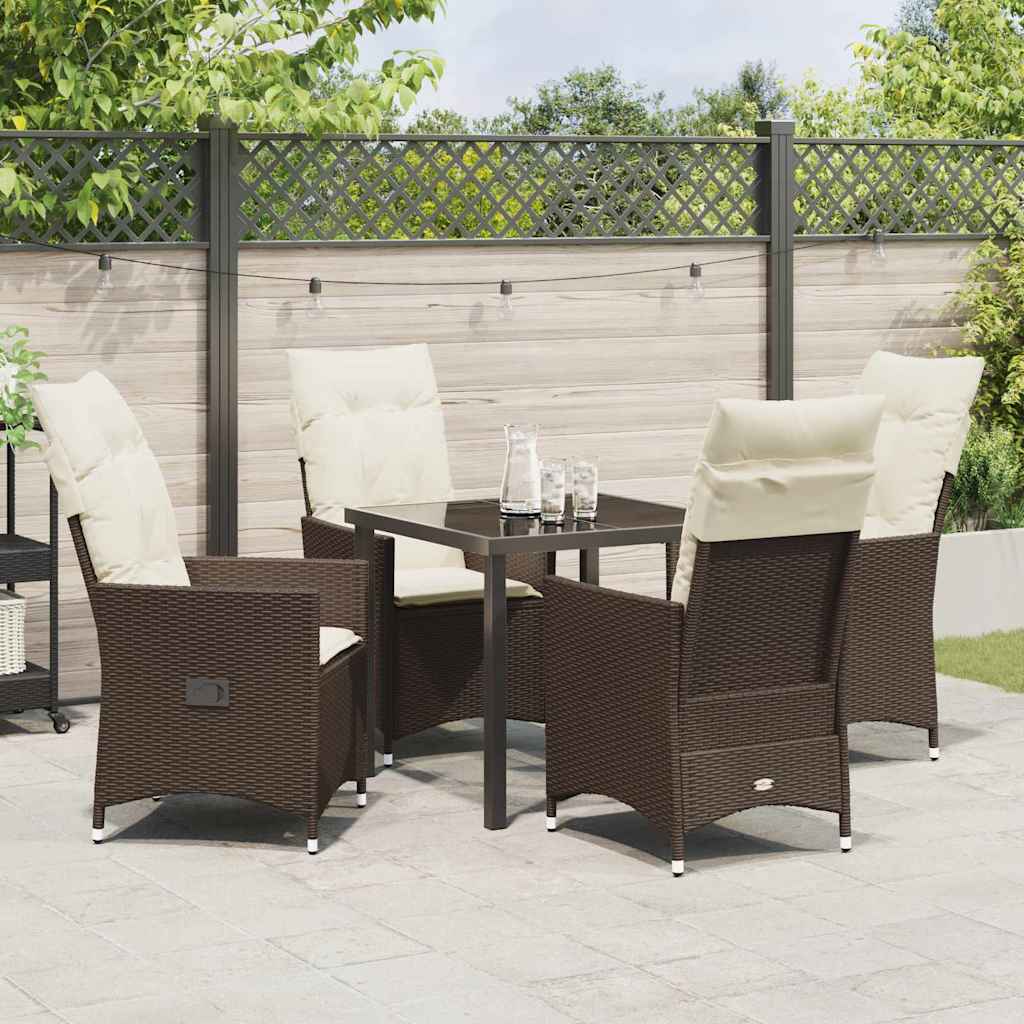 Conjunto de Comedor de Jardín 5 pcs Marrón ratán sintético