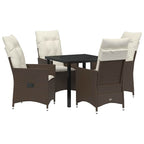 Conjunto de Comedor de Jardín 5 pcs Marrón ratán sintético