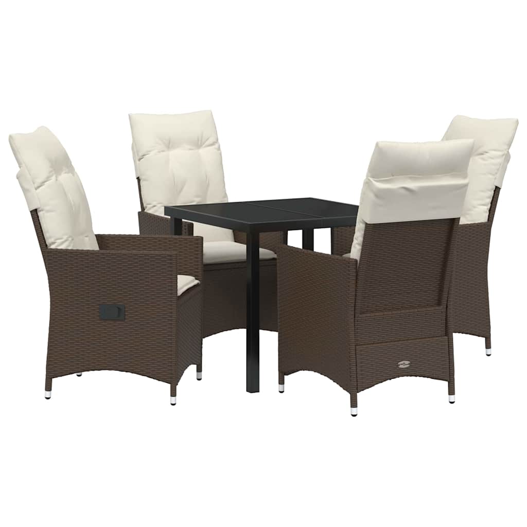Conjunto de Comedor de Jardín 5 pcs Marrón ratán sintético