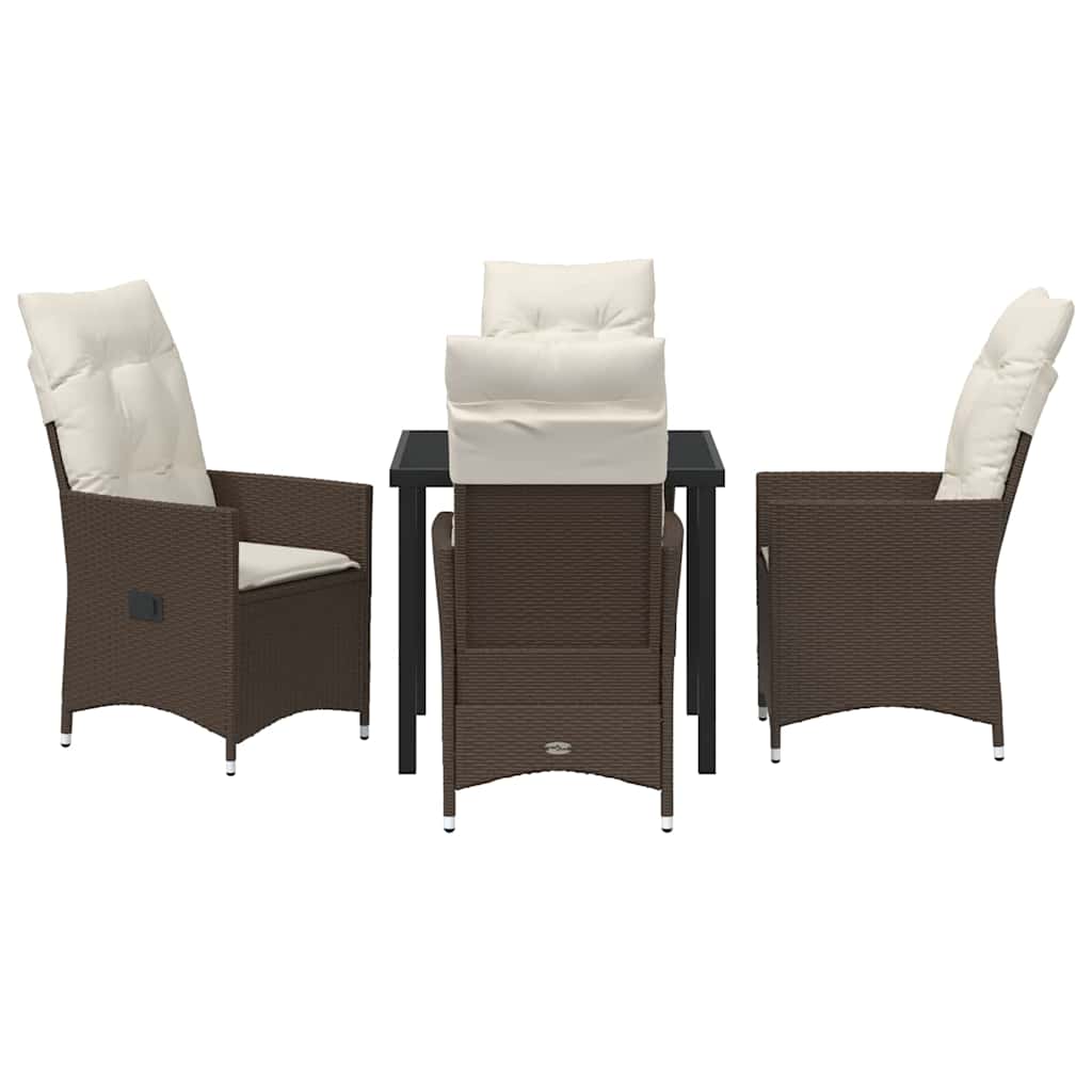 Conjunto de Comedor de Jardín 5 pcs Marrón ratán sintético