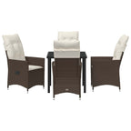 Conjunto de Comedor de Jardín 5 pcs Marrón ratán sintético