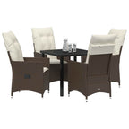 Conjunto de Comedor de Jardín 5 pcs Marrón ratán sintético