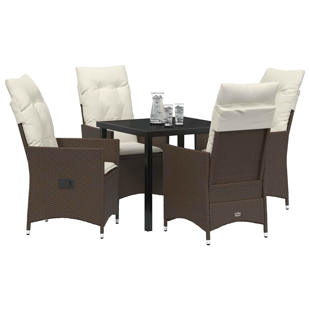 Conjunto de Comedor de Jardín 5 pcs Marrón ratán sintético