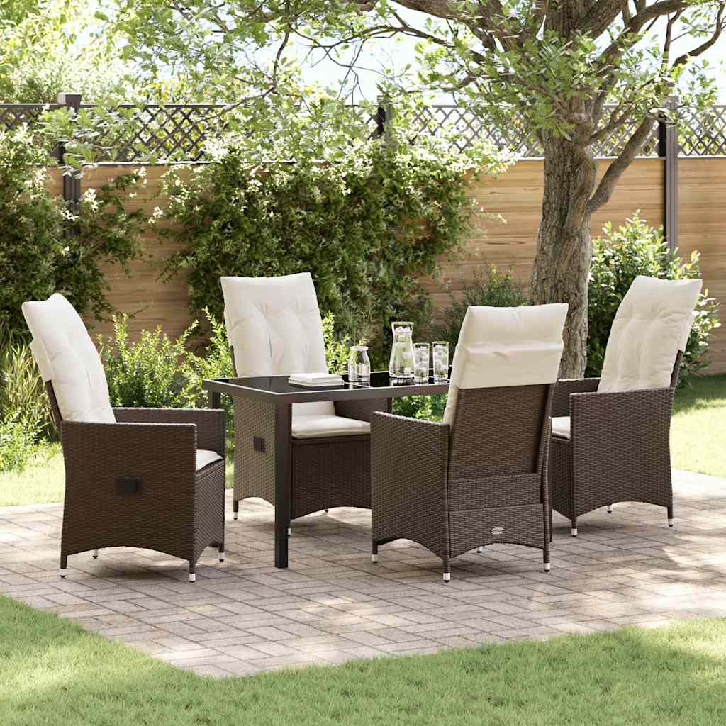 Conjunto de Comedor de Jardín 5 pcs Marrón ratán sintético
