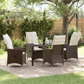 Conjunto de Comedor de Jardín 5 pcs Marrón ratán sintético