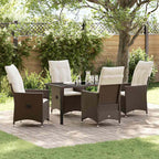Conjunto de Comedor de Jardín 5 pcs Marrón ratán sintético