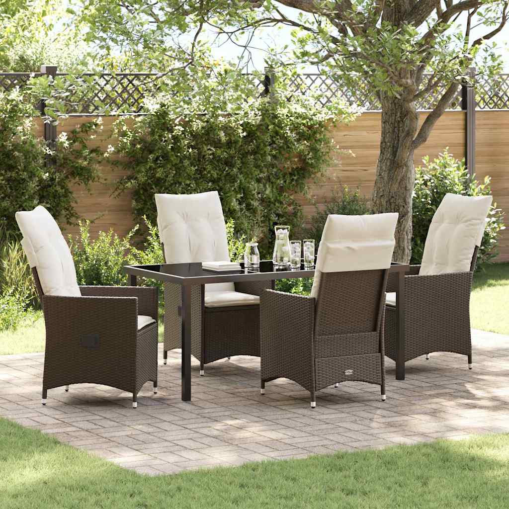 Conjunto de Comedor de Jardín 5 pcs Marrón ratán sintético
