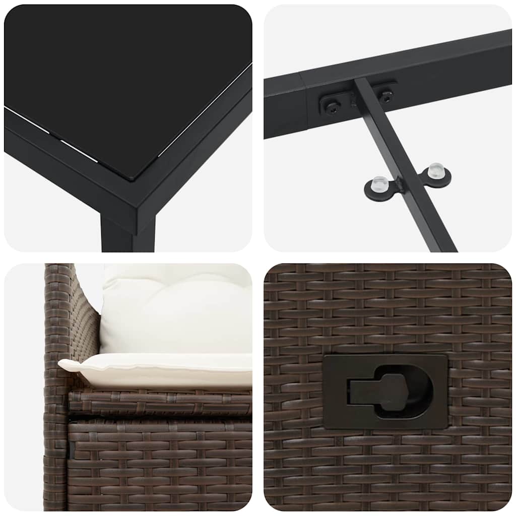 Conjunto de Comedor de Jardín 7 pcs Marrón ratán sintético