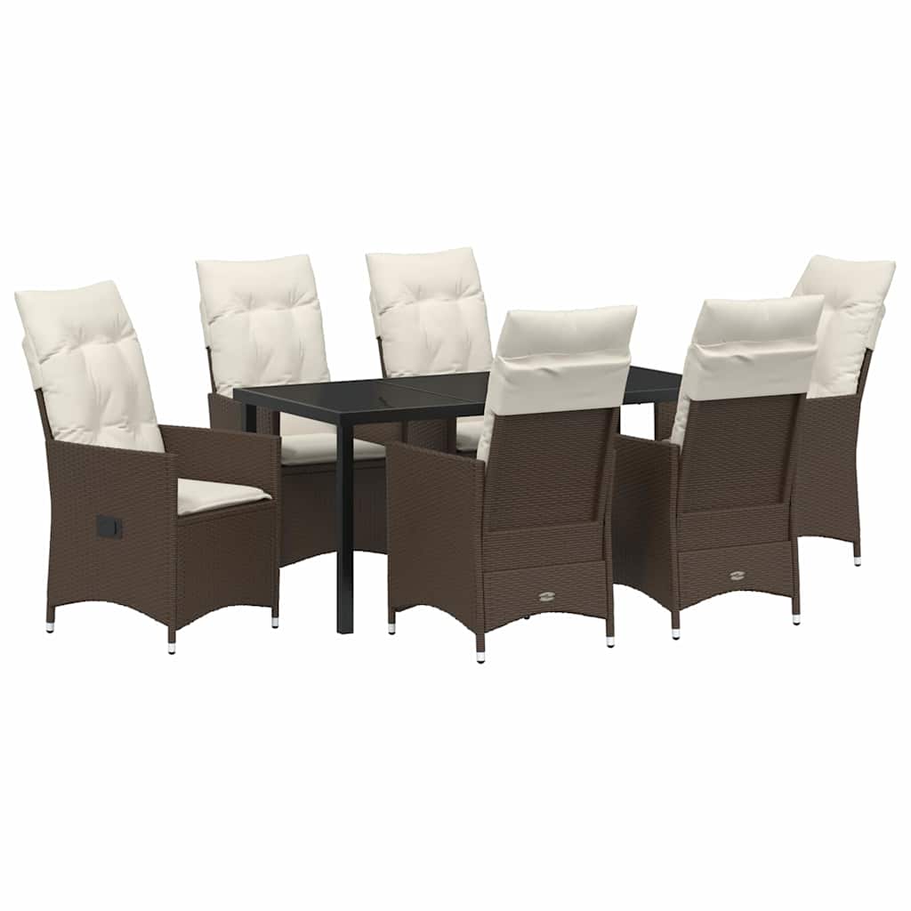 Conjunto de Comedor de Jardín 7 pcs Marrón ratán sintético