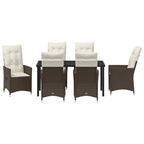 Conjunto de Comedor de Jardín 7 pcs Marrón ratán sintético