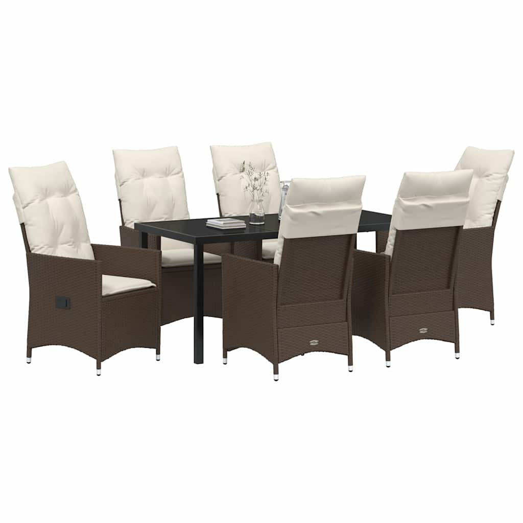 Conjunto de Comedor de Jardín 7 pcs Marrón ratán sintético