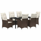 Conjunto de Comedor de Jardín 7 pcs Marrón ratán sintético