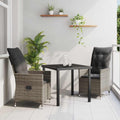 Conjunto de Comedor de Jardín 3 pcs Gris ratán sintético