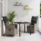 Conjunto de Comedor de Jardín 3 pcs Gris ratán sintético