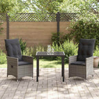 Conjunto de Comedor de Jardín 3 pcs Gris ratán sintético