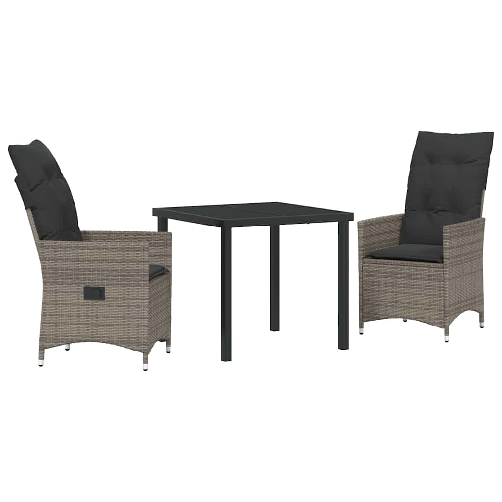 Conjunto de Comedor de Jardín 3 pcs Gris ratán sintético