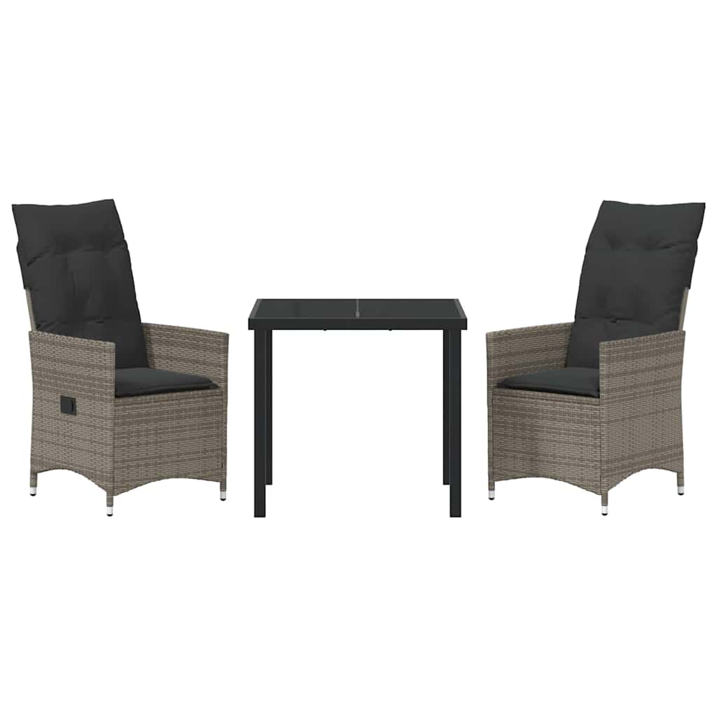Conjunto de Comedor de Jardín 3 pcs Gris ratán sintético