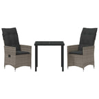 Conjunto de Comedor de Jardín 3 pcs Gris ratán sintético