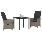 Conjunto de Comedor de Jardín 3 pcs Gris ratán sintético