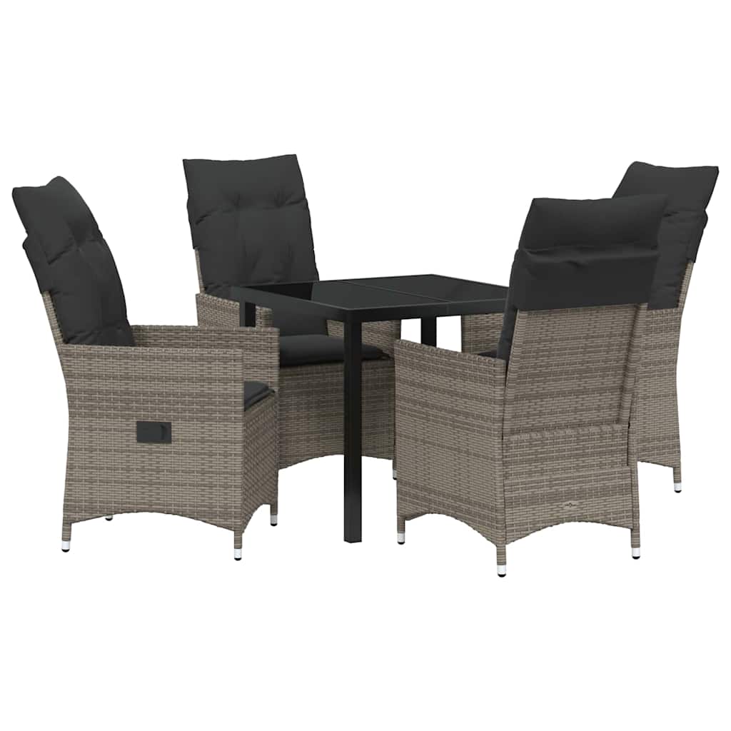 Conjunto de Comedor de Jardín 5 pcs Gris ratán sintético