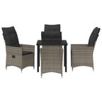Conjunto de Comedor de Jardín 5 pcs Gris ratán sintético