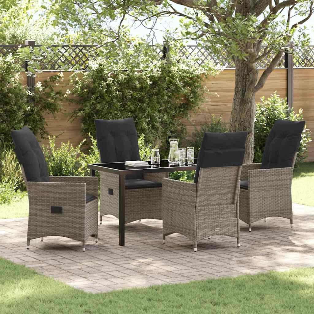 Conjunto de Comedor de Jardín 5 pcs Gris ratán sintético