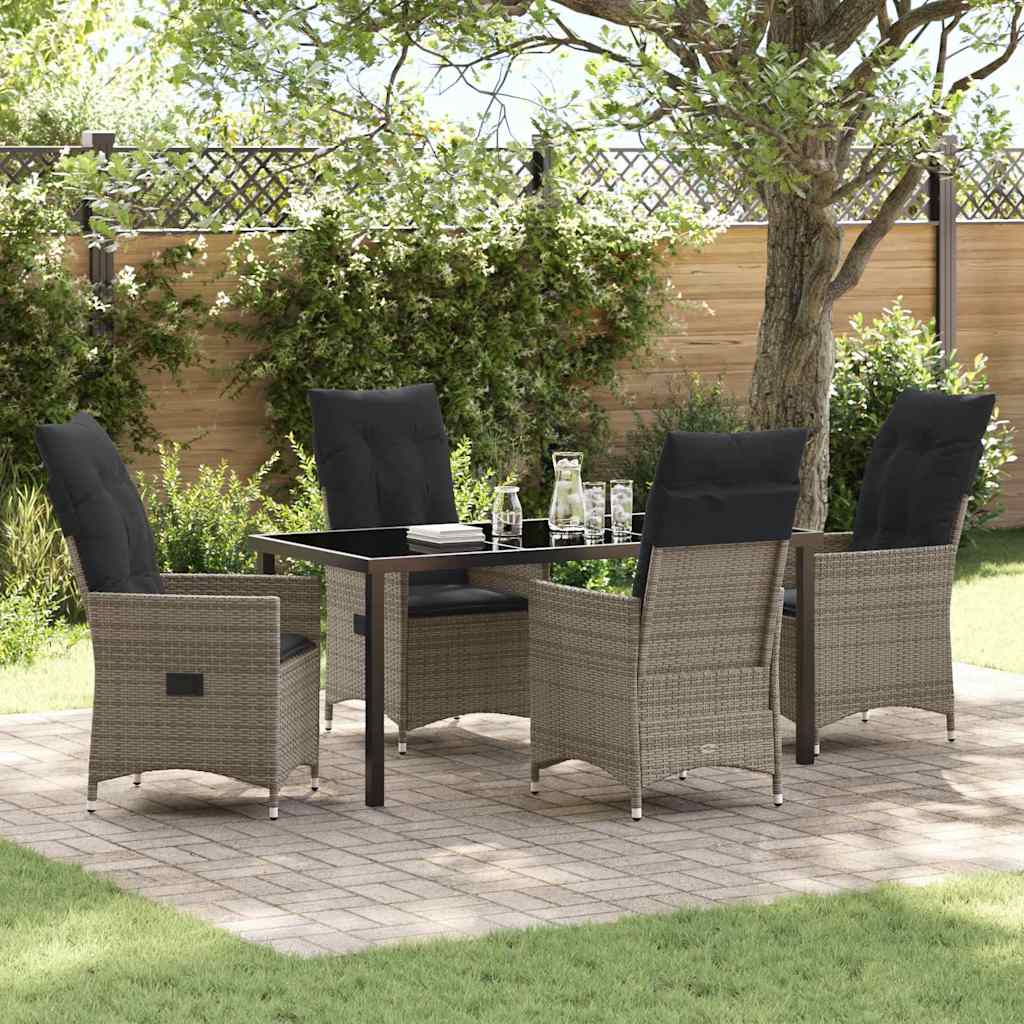 Conjunto de Comedor de Jardín 5 pcs Gris ratán sintético