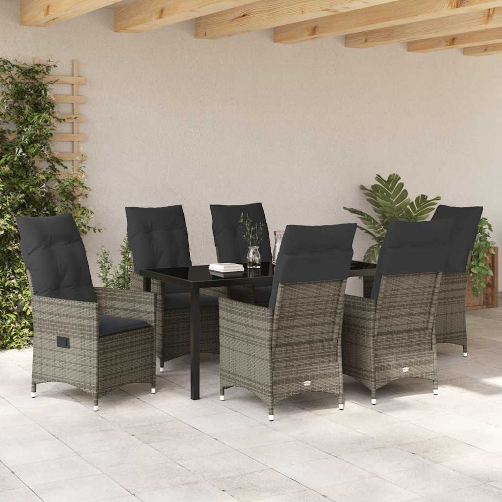 Conjunto de Comedor de Jardín 7 pcs Gris ratán sintético