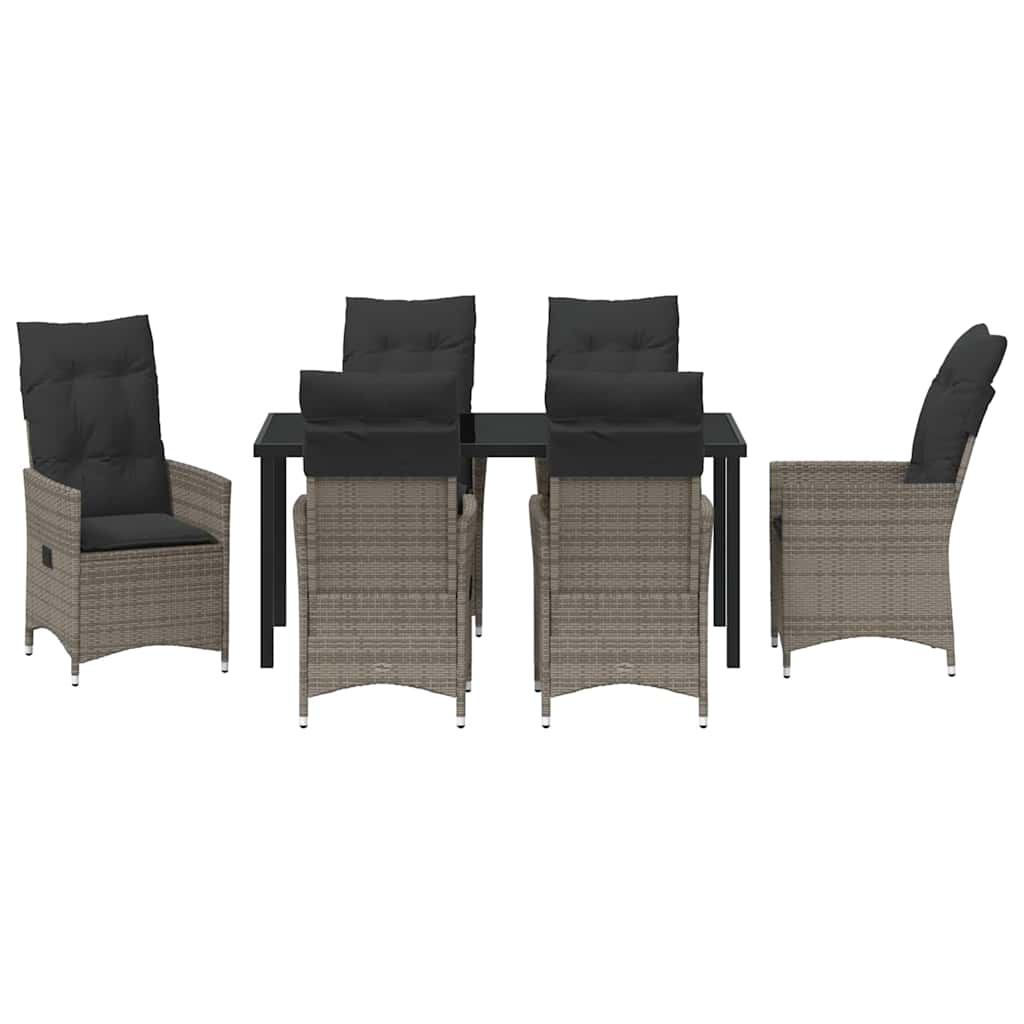 Conjunto de Comedor de Jardín 7 pcs Gris ratán sintético