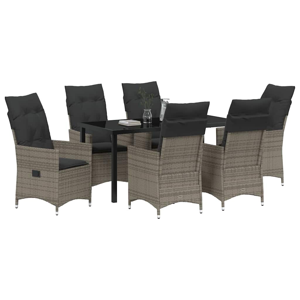 Conjunto de Comedor de Jardín 7 pcs Gris ratán sintético