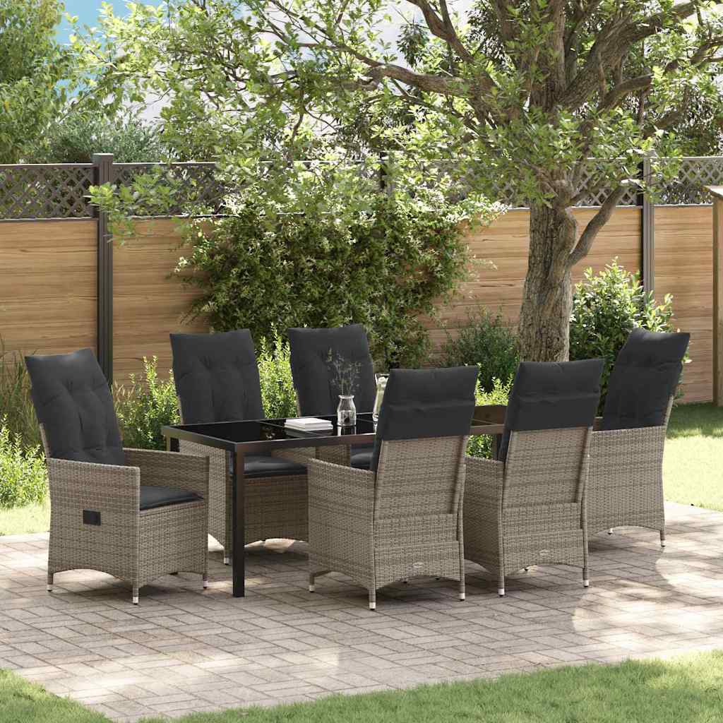 Conjunto de Comedor de Jardín 7 pcs Gris ratán sintético
