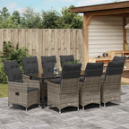 Conjunto de Comedor de Jardín 9 pcs Gris ratán sintético