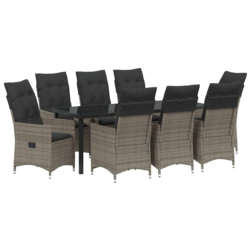 Conjunto de Comedor de Jardín 9 pcs Gris ratán sintético