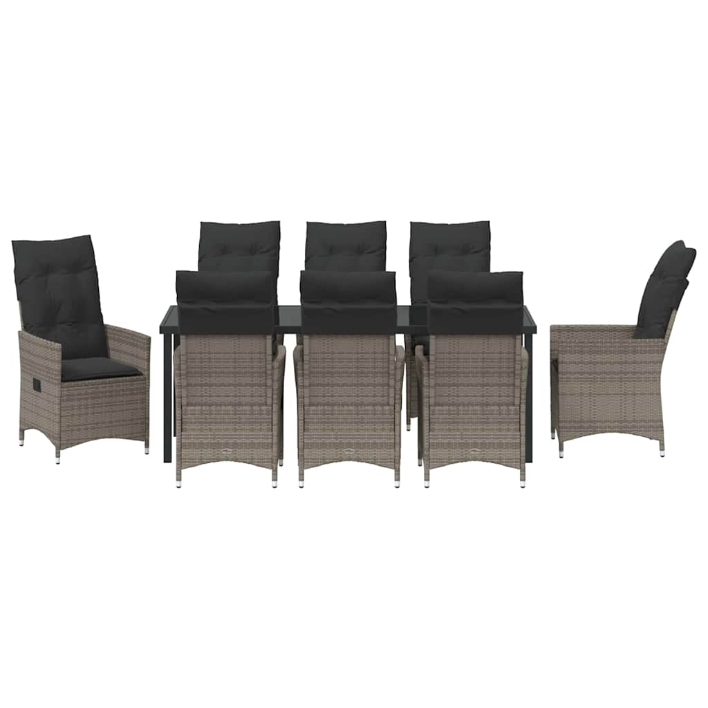 Conjunto de Comedor de Jardín 9 pcs Gris ratán sintético