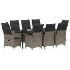 Conjunto de Comedor de Jardín 9 pcs Gris ratán sintético