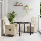 Conjunto de Comedor de Jardín 3 pcs Beige ratán sintético