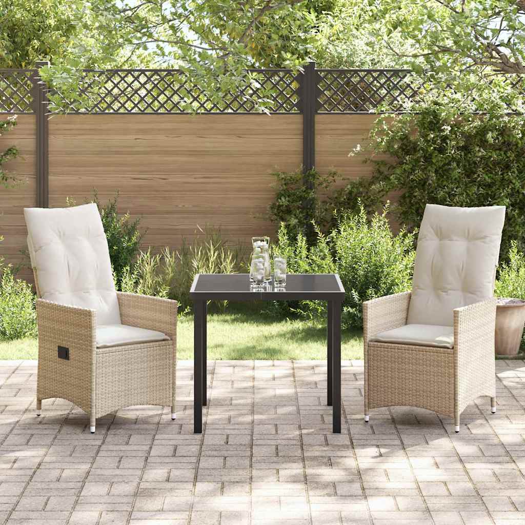 Conjunto de Comedor de Jardín 3 pcs Beige ratán sintético