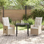 Conjunto de Comedor de Jardín 3 pcs Beige ratán sintético
