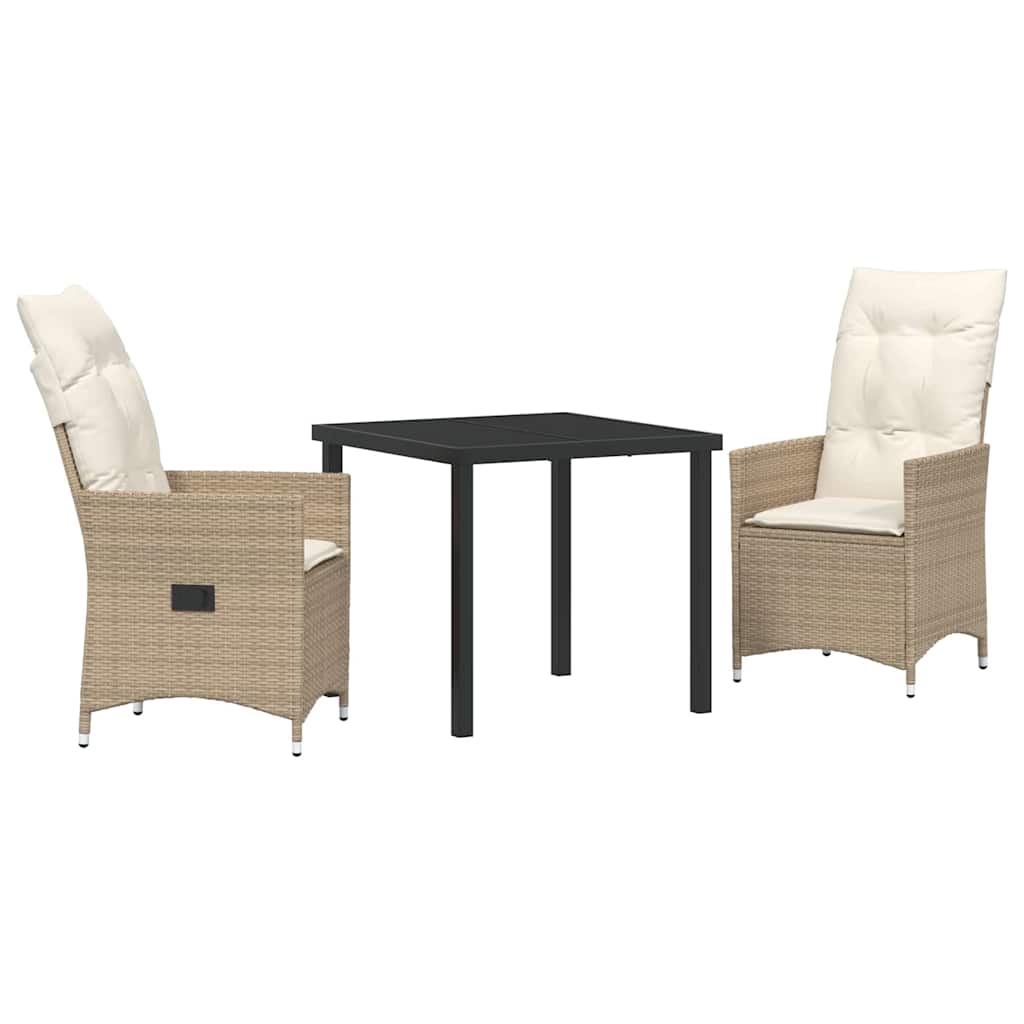 Conjunto de Comedor de Jardín 3 pcs Beige ratán sintético