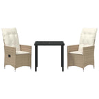 Conjunto de Comedor de Jardín 3 pcs Beige ratán sintético
