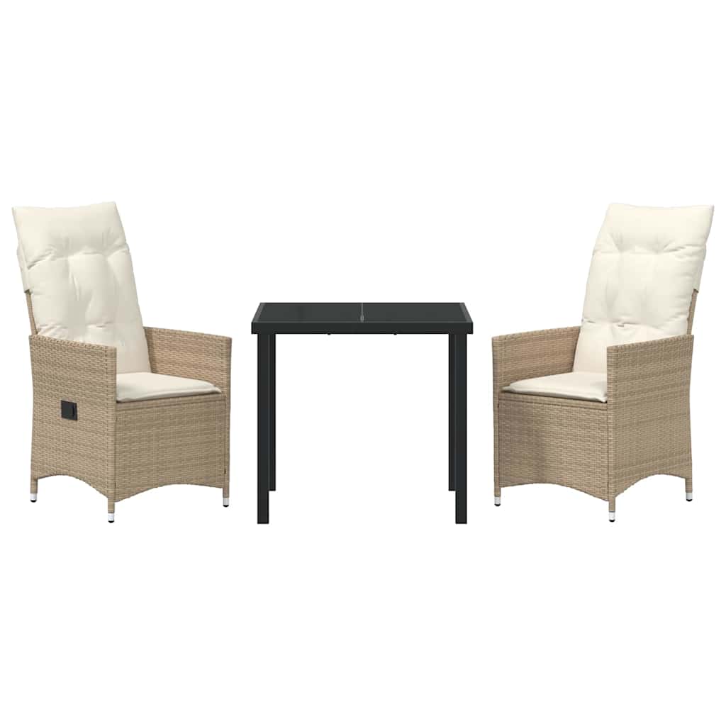 Conjunto de Comedor de Jardín 3 pcs Beige ratán sintético